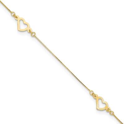 Fancy Heart 10In Plus 1Inch Extension Anklet 14k Gold ANK157-10, MPN: ANK157-10, 883957957005