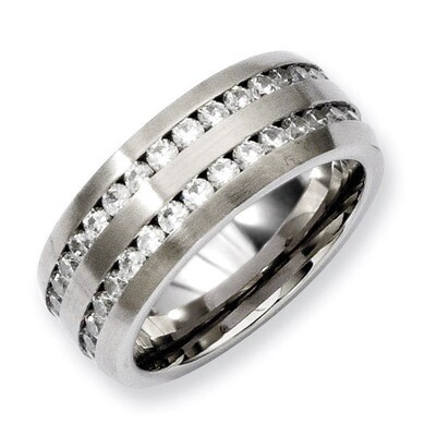 7mm Double Row Synthetic Diamond Ring - Stainless Steel SR141 by Chisel, MPN: SR141, 886774980829