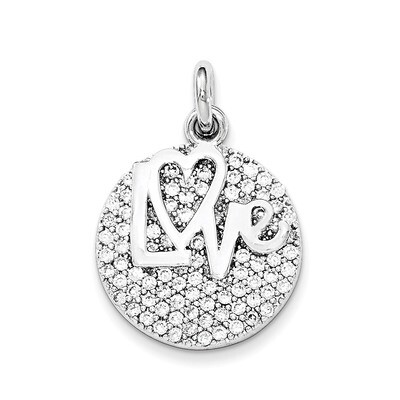 Love &amp; CZ Circle Pendant Sterling Silver QC8100