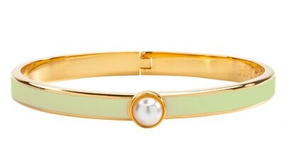 Halcyon Days 6mm Cabochon Pearl Meadow Gold Hinged Bangle Bracelet HBSCB3906G, MPN: HBSCB3906G,