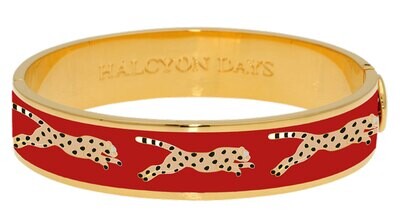 Halcyon Days 13mm Leopard Red Gold Hinged Bangle Bracelet HBLEO0613G, MPN: HBLEO0613G,