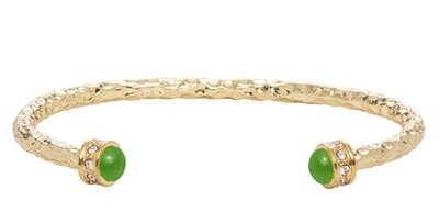 Halcyon Days Hammered Emerald Gold Torque Bangle Bracelet BRSHS09HTG, MPN: BRSHS09HTG,