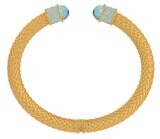 Halcyon Days Minoan Aquamarine Jewel Gold Hinged Torque Bangle Bracelet BRMIN30SHTG, MPN: BRMIN30SH…