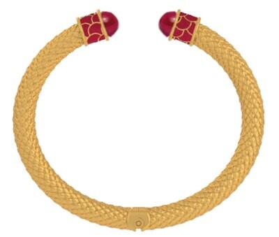 Halcyon Days Minoan Ruby Jewel Gold Hinged Torque Bangle Bracelet BRMIN36SHTG, MPN: BRMIN36SHTG,