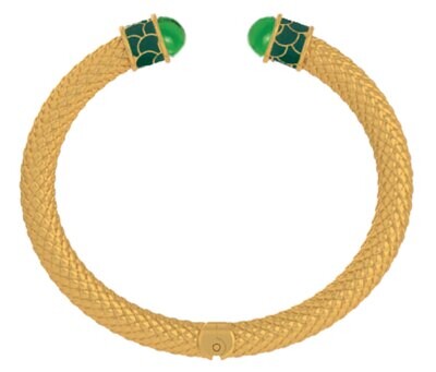 Halcyon Days Minoan Emerald Jewel Gold Hinged Torque Bangle Bracelet BRMIN09SHTG, MPN: BRMIN09SHTG,
