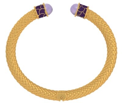 Halcyon Days Minoan Amethyst Jewel Gold Hinged Torque Bangle Bracelet BRMIN13SHTG, MPN: BRMIN13SHTG,