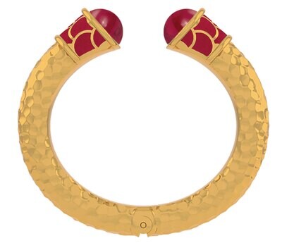 Halcyon Days Etruscan Ruby Jewel Gold Hinged Torque Bangle Bracelet BRETR36SHTG, MPN: BRETR36SHTG,