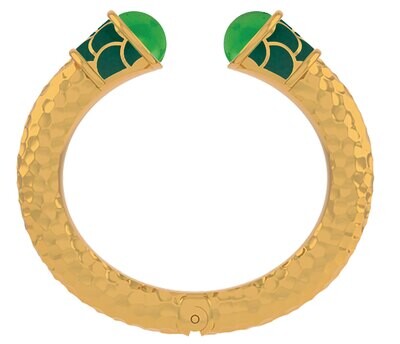 Halcyon Days Etruscan Emerald Jewel Gold Hinged Torque Bangle Bracelet BRETR09SHTG, MPN: BRETR09SHT…