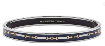 Halcyon Days 6mm Bridle Navy Palladium Medium Bangle Bracelet PBBRD1106PM, MPN: PBBRD1106PM,