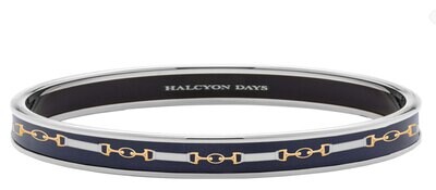 Halcyon Days 6mm Bridle Navy Palladium Small Bangle Bracelet PBBRD1106PS, MPN: PBBRD1106PS,