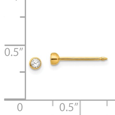 3mm Bezel Crystal Earrings 14k Gold 4E, MPN: 4E,