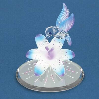 Blue Hummingbird and Blue Lily with Base Glass Figurine GM21700, MPN: GM21700, 708873042126