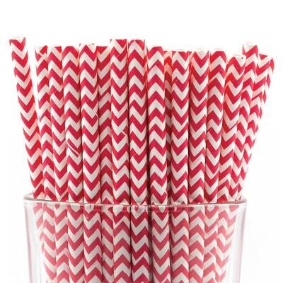 Pack of 150 Red Chevron Bio-degradable Paper Straws GM22617, MPN: GM22617, 788089151089