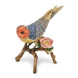 Colorful Bird Flower Trinket Box Enamel on Pewter by Jere, MPN: BJ2108, 191101595318