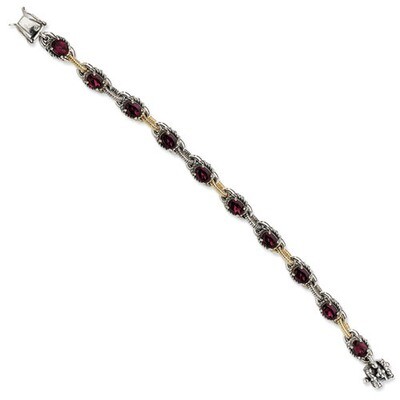 Rhod Ga 7.75 Inch Bracelet Sterling Silver &amp; 14k Gold QTC374