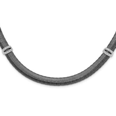 Sterling Silver Black-plated CZ with 2.25ext Station Necklace SSCMEI18305-17