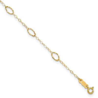 Oval Shapes 10In Plus 1Inch Extension Anklet 14k Gold ANK223-11, MPN: ANK223-11, 883957957012