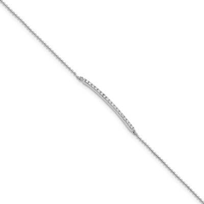Cheryl M Rhodium-Plated White CZ Diamond Bar 9.5+1 Anklet Sterling Silver QCM1460-9.5, MPN: QCM1460…