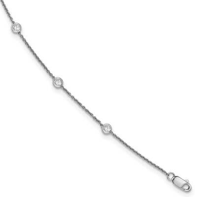 Vs/Si, D E F, Rolo Station Anklet 14k White Gold Lab Grown Diamond PM1008-055-WLD-9, MPN: PM1008-05…