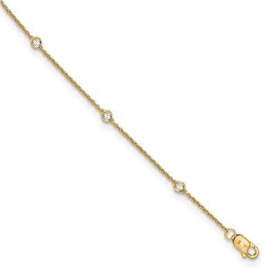 Vs/Si, D E F, Cable Station Anklet 14k Gold Lab Grown Diamond PM1007-021-YLD-9, MPN: PM1007-021-YLD…