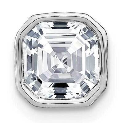 Asscher Bezel D E F Pure Light Moissanite Chain Slide 14k White Gold PM6805-135-WMP, MPN: PM6805-13…