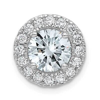 Round Halo D E F Pure Light Moissanite Chain Slide 14k White Gold PM4452-240-WMP, MPN: PM4452-240-W…