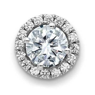 Round Halo D E F Pure Light Moissanite Chain Slide 14k White Gold PM4452-130-WMP, MPN: PM4452-130-W…