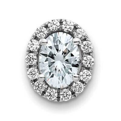 Oval and Round Halo D E F Pure Light Moissanite Chain Slide 14k White Gold PM4453-120-WMP, MPN: PM4…