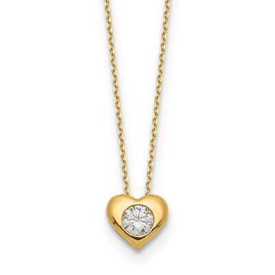 CZ Diamond Heart Slide Necklace 18 Inch 14k Gold Polished SF2912-18, MPN: SF2912-18, 883957931746
