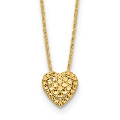 Diamond-Cut Heart Slide Necklace 18 Inch 14k Gold SF2880-18, MPN: SF2880-18, 191101732058