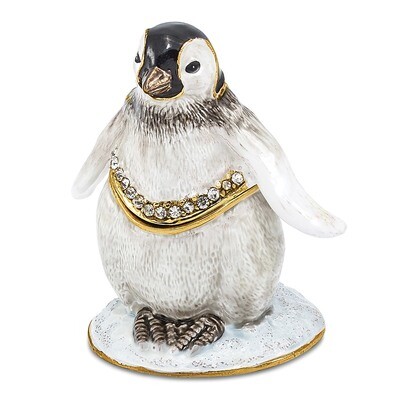 Baby Penguin Trinket Box Enamel on Pewter by Jere, MPN: BJ2153, 191101595516