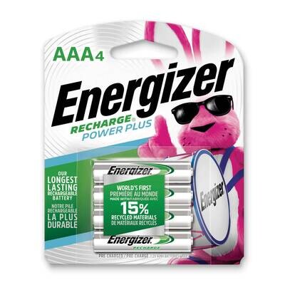 Pack of 4 Energizer Recharge Power Plus Rechargeable AAA Batteries WBAAAR/4, MPN: WBAAAR/4, 3980002…