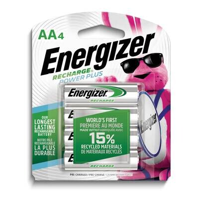 Pack of 4 Energizer Recharge Power Plus Rechargeable AA Batteries WBAAR/4, MPN: WBAAR/4, 39800016362