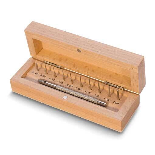 Pin Pusher Set with 10 Pins in Magnetic Closure Wooden Box JT5478