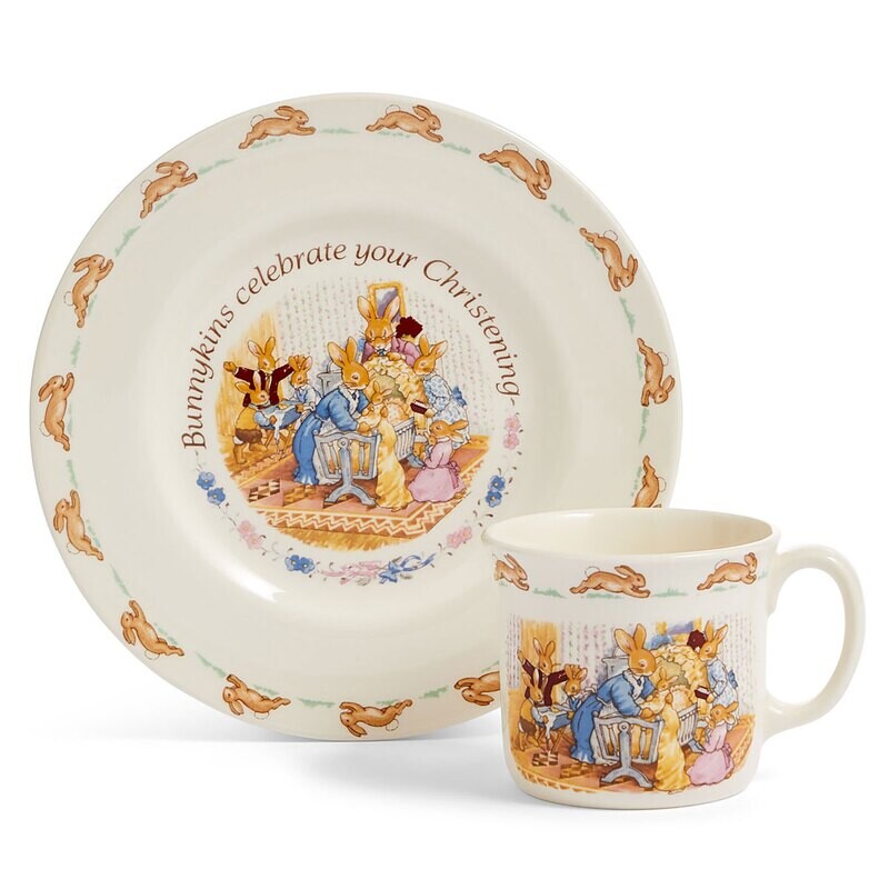 Royal Doulton Bunnykins Christening Plate & Mug 2-Piece Set 1064977