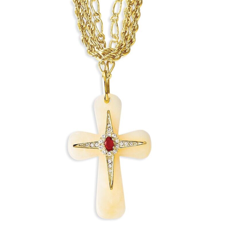 Jackie Kennedy Gold-plated Agate and Swarovski Crystal 39.5 inch with 3 inch Extender Brazilian