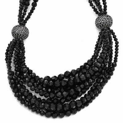 Jackie Kennedy Black Bead 17.25 inch with 2 inch Extender Multi-strand Necklace, MPN: CT459, 871008…