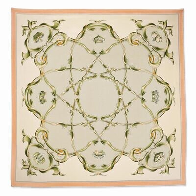Jackie Kennedy Taupe Crown Handmade Silk 35 Inch Fashion Scarf, MPN: CT474, 871008004891