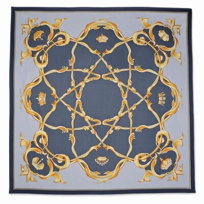 Jackie Kennedy Blue Crown Handmade Silk 35 Inch Fashion Scarf, MPN: CT473, 871008004884