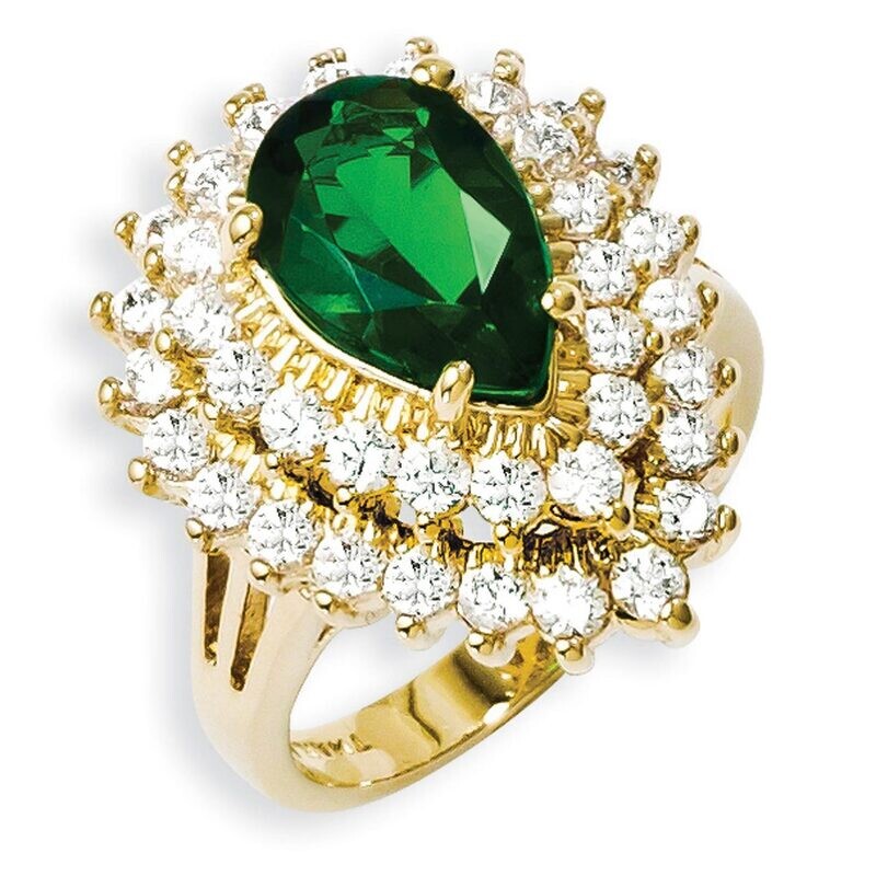 Size 7 Jackie Kennedy Gold-plated Swarovski Crystal and CZ Cocktail Ring