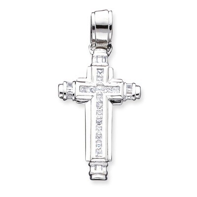 Sterling Silver Diamond Cross Pendant QC3313