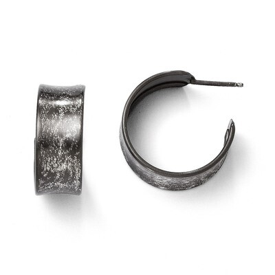 Sterling Silver Rhodium-plated Post Hoop Earrings QLE338