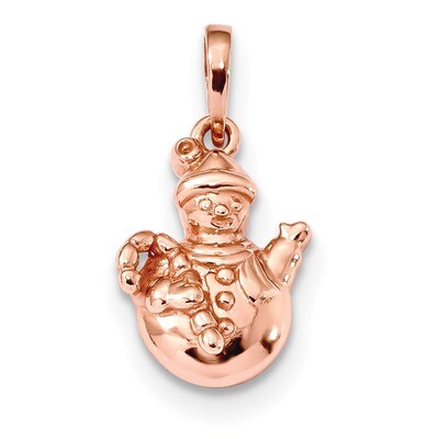 Rose-tone Polished Snowman Pendant Sterling Silver QC9242, MPN: QC9242,