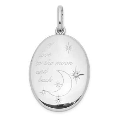 26mm Diamond I Love Moon Oval Swing Locket Sterling Silver Rhodium-plated QLS1111, MPN: QLS1111,