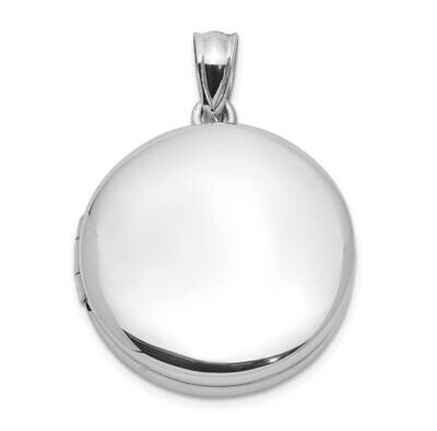 Polished 20mm Round Ash Holder Locket Sterling Silver Rhodium-plated QLS1112, MPN: QLS1112,