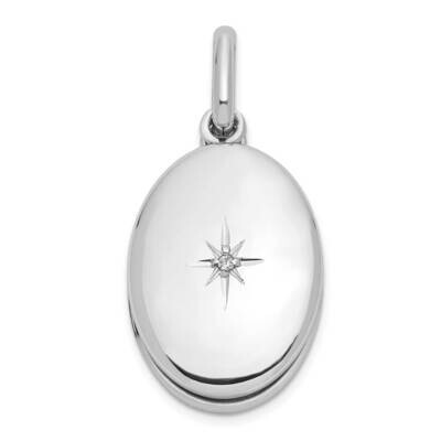 18mm .01 Diamond Oval Swing Locket Sterling Silver Rhodium-plated QLS1110, MPN: QLS1110,
