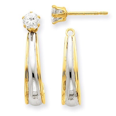 J-Hoop with Cubic Zirconia Stud Earring Jackets 14k Gold YE542, MPN: YE542, 730703010470