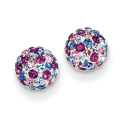 Blue Pink Multi Crystal 6mm Post Earrings 14k Gold YE1620, MPN: YE1620, 886774761916