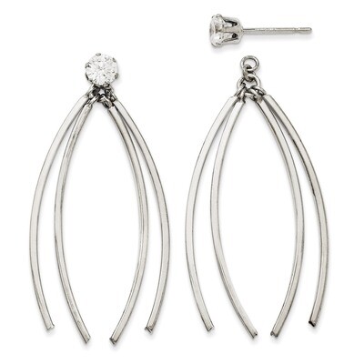 Curved Dangles with Cubic Zirconia Stud Earring Jackets 14k White Gold YE1492, MPN: YE1492, 7168382…