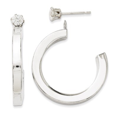 J Hoop with Cubic Zirconia Stud Earring Jackets 14k White Gold Polished YE1490, MPN: YE1490, 716838…